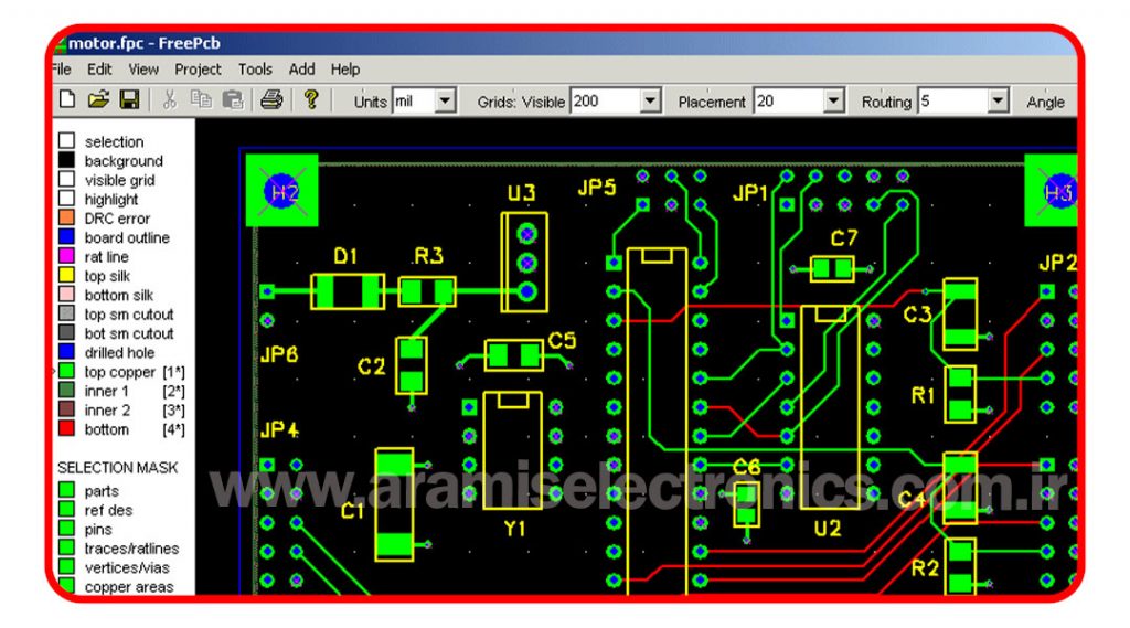 معرفی جامع نرمافزار طراحی برد مدار چاپی PCB 8 FreePCB