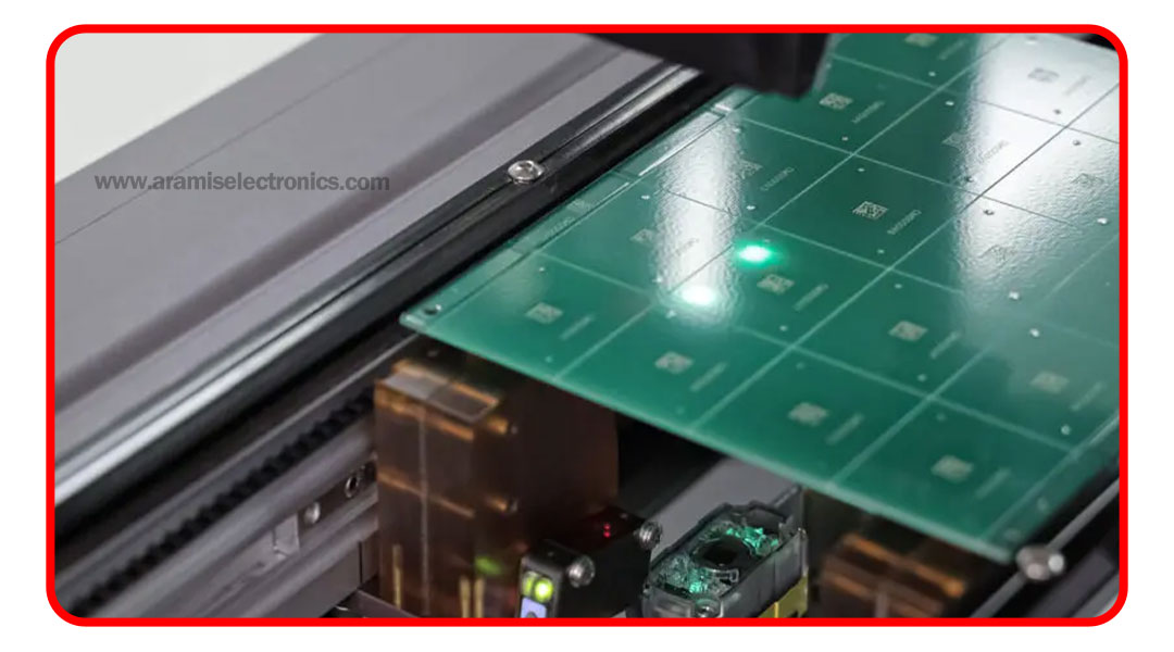 نمونه‌ای از شیت‌بندی (Panelization) بردها با روش V-Cut برای تولید انبوه